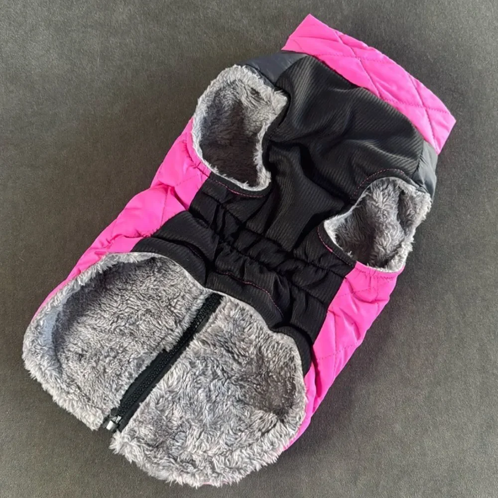 Dog Pet Coat Pink & Black Zip Up No Pull Design D-Rings for Leash Size M NEW